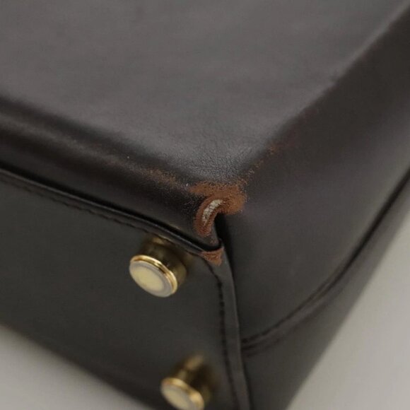 Salvatore Ferragamo Gancini Hand Bag Leather 2way Dark Brown Gold Auth 103214 - Picture 4 of 16